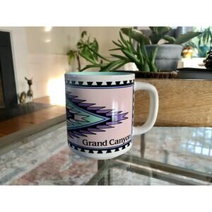 Vintage Grand Canyon Mug Coffee, Western Colorful Design Tea, Blue Interior